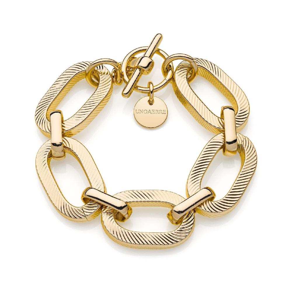 Unoaerre Bracciale donna bagno in oro con decoro a righe | UNOAERRE Gioielli Sconti questo mese