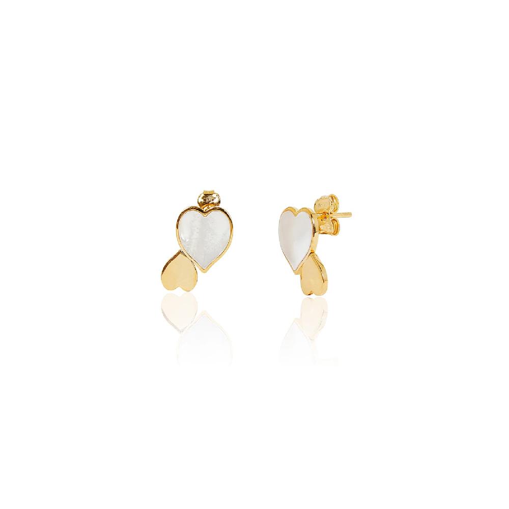 Unoaerre Orecchini in oro con cuori e madreperla | UNOAERRE Gioielli