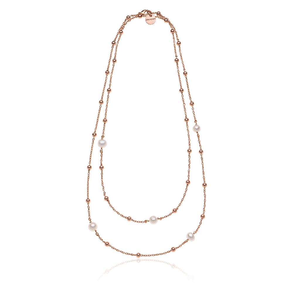 Unoaerre Collana in bronzo dorato rosa con perle | UNOAERRE Gioielli Sottocosto