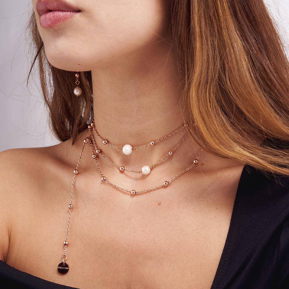 Unoaerre Collana in bronzo dorato rosa con perle | UNOAERRE Gioielli Sottocosto