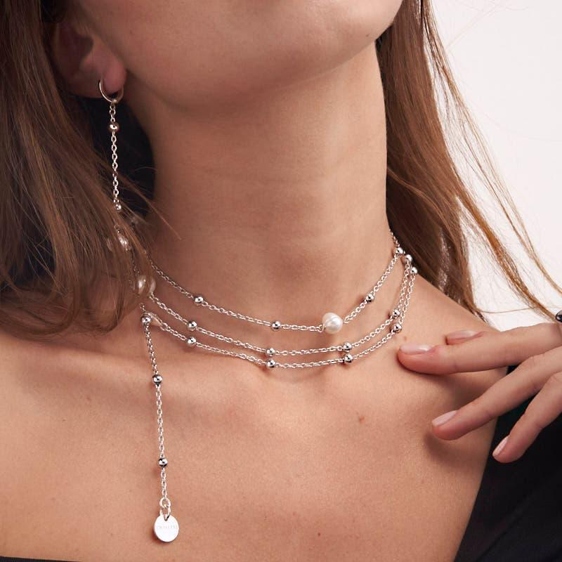 Unoaerre Collana in bronzo argentato perle naturali | UNOAERRE Gioielli Sconto