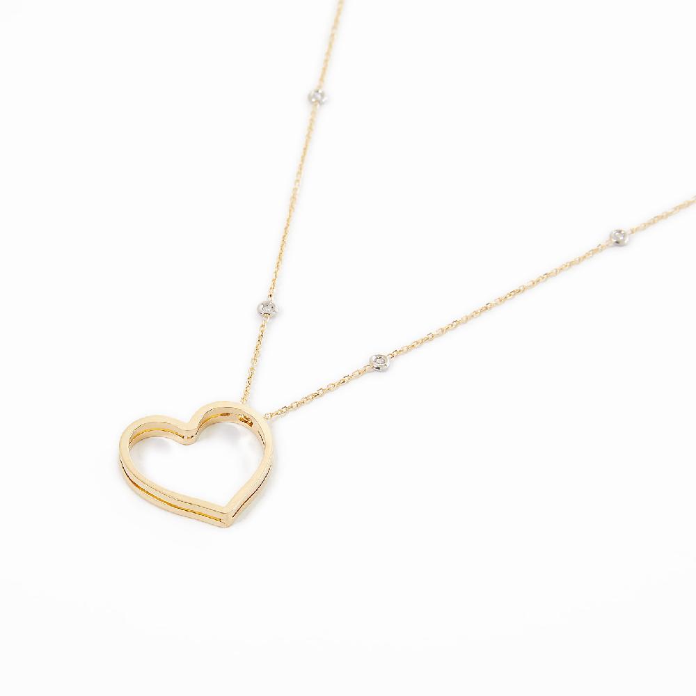 Unoaerre Collana in oro con cuore e diamanti | UNOAERRE Gioielli Online
