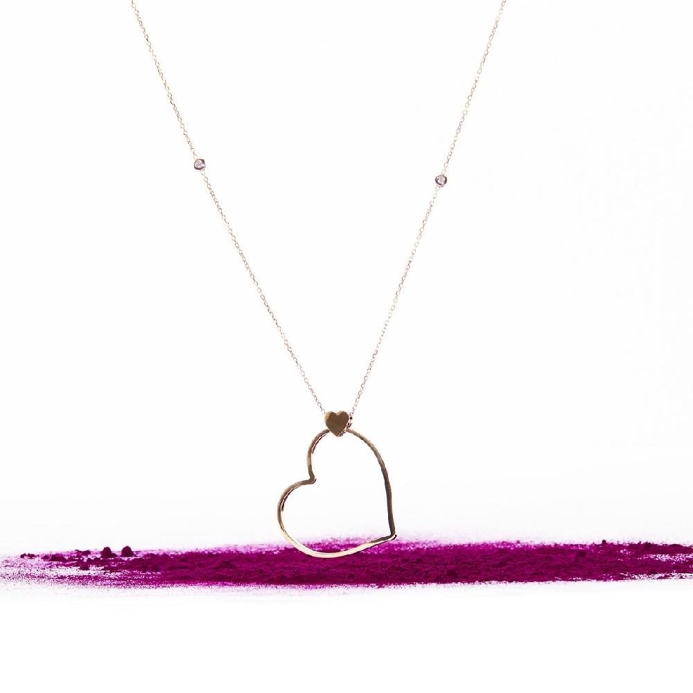 Unoaerre Collana lunga in oro con cuore e diamanti Batticuore | UNOAERRE Gioielli Outlet