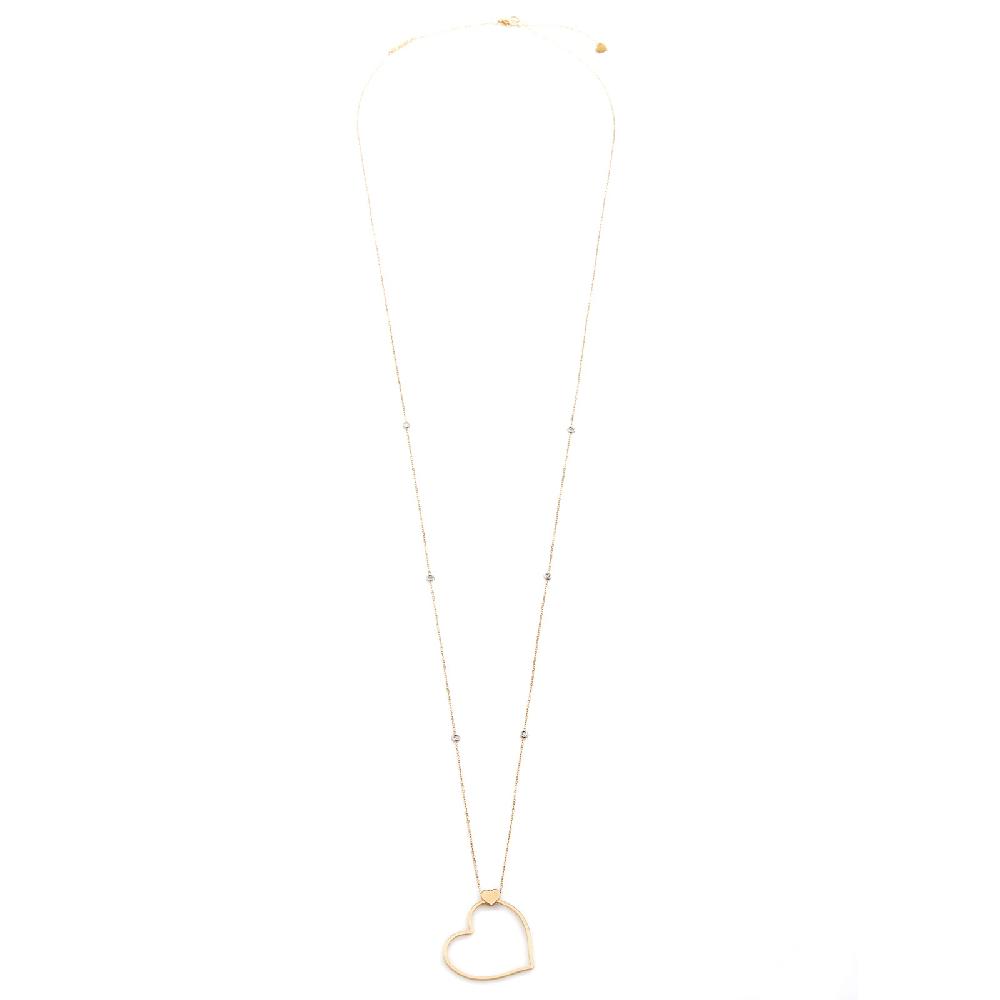 Unoaerre Collana lunga in oro con cuore e diamanti Batticuore | UNOAERRE Gioielli Outlet