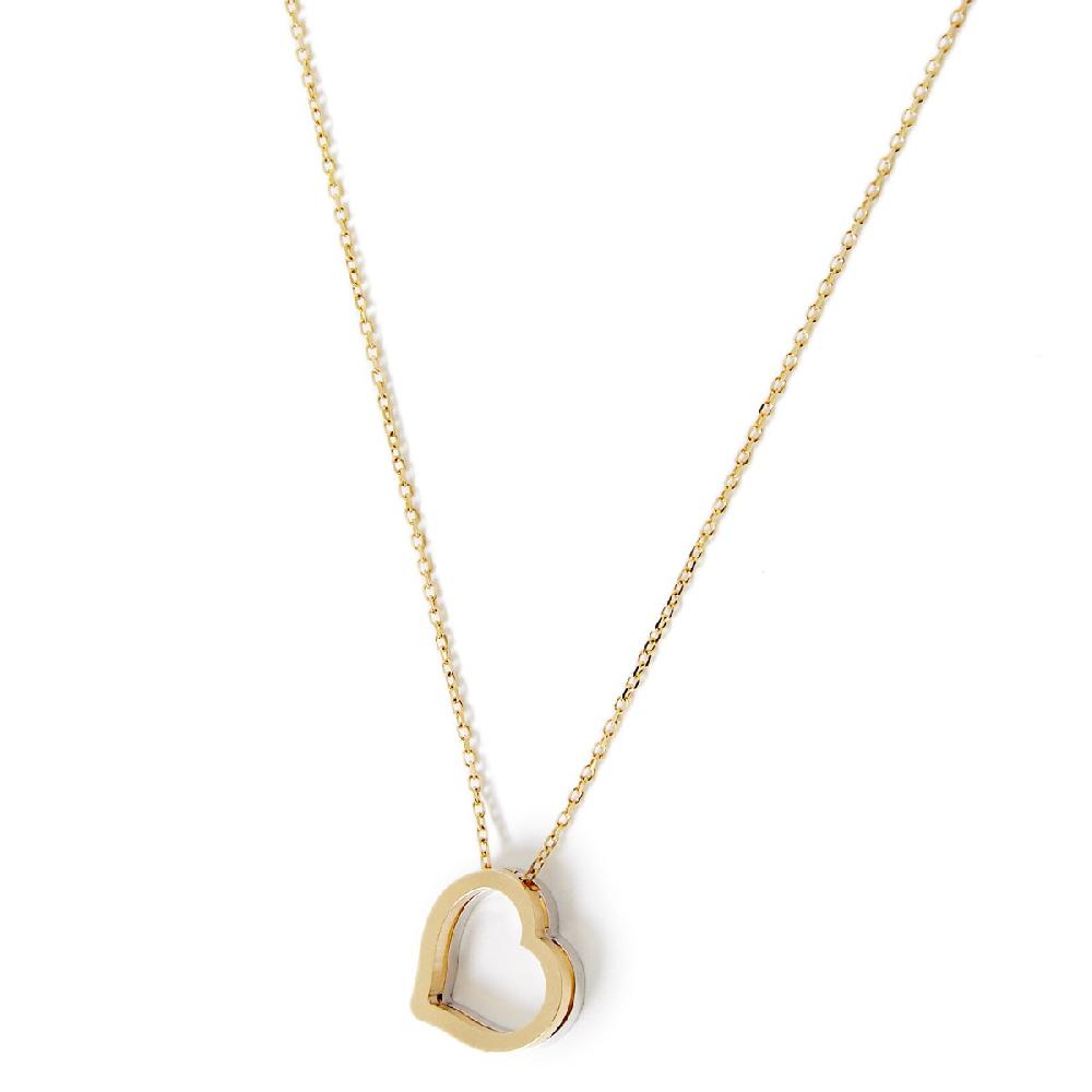 Unoaerre Collana in oro con pendente cuore bicolore | UNOAERRE Gioielli In Vendita