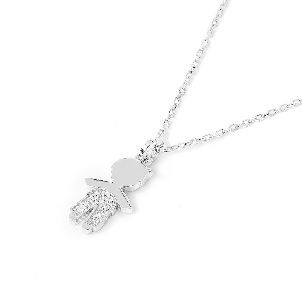 Unoaerre Collana in oro bianco con pendente bimbo e diamanti | UNOAERRE Gioielli Hotsell
