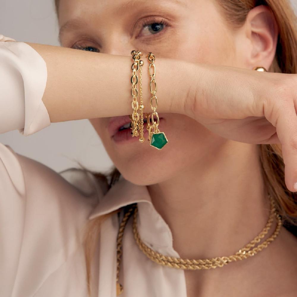 Unoaerre Bracciale donna a tre fili dorato con pietra | UNOAERRE Gioielli Duty-free