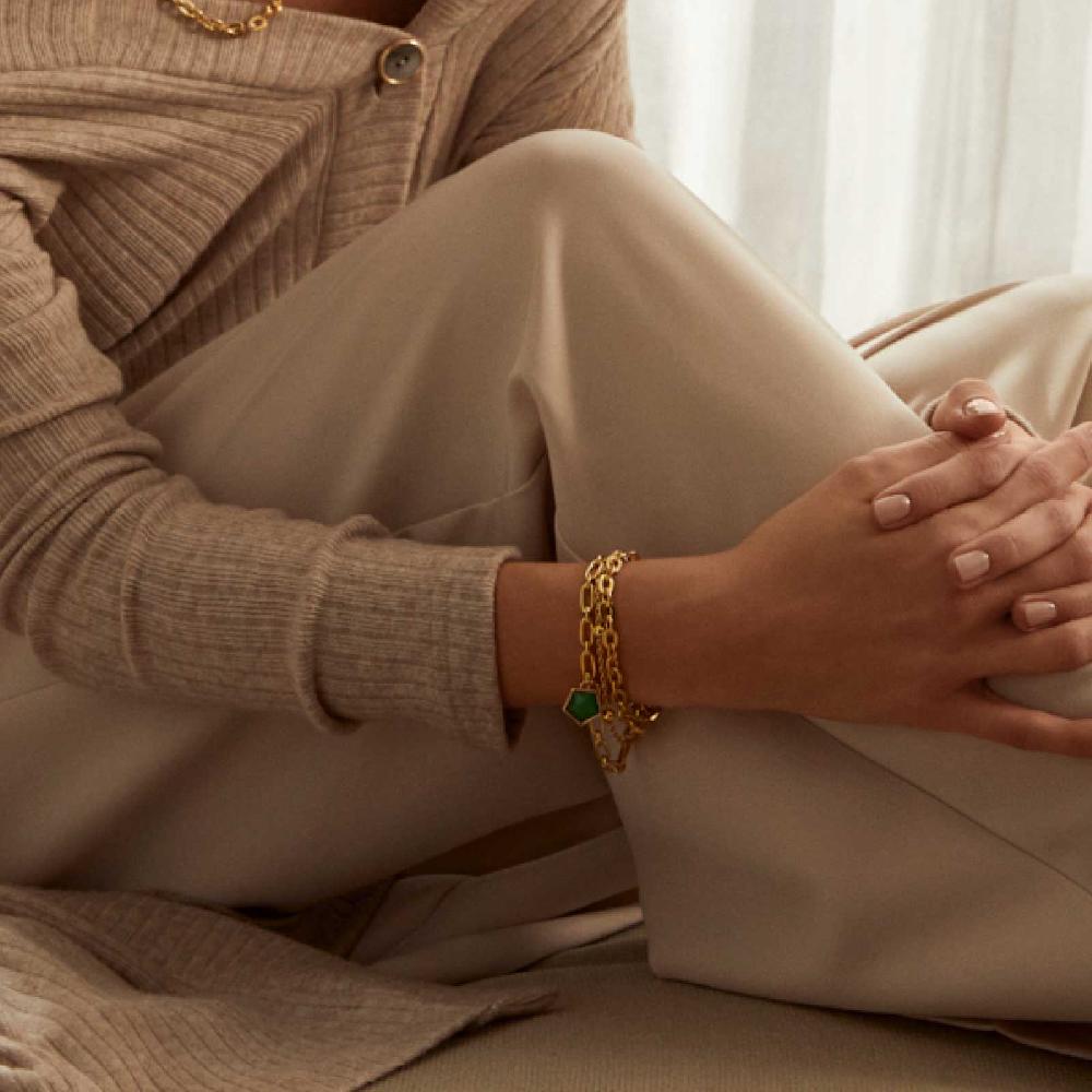 Unoaerre Bracciale donna a tre fili dorato con pietra | UNOAERRE Gioielli Duty-free