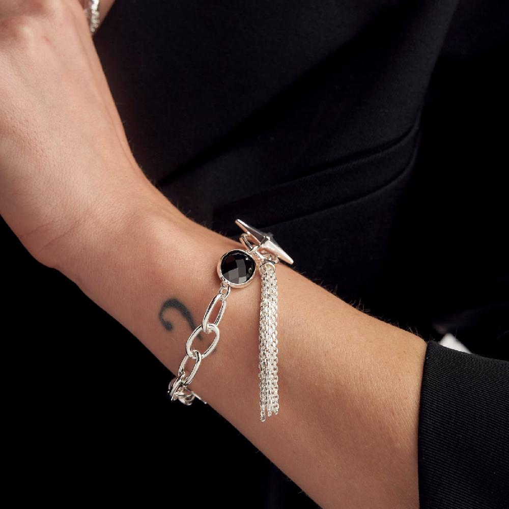Unoaerre Bracciale catena argento e pietra nera | UNOAERRE Gioielli In Linea
