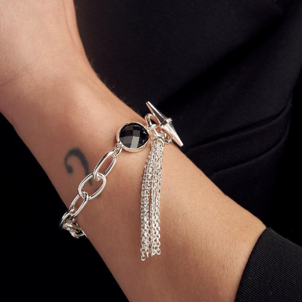 Unoaerre Bracciale catena argento e pietra nera | UNOAERRE Gioielli In Linea