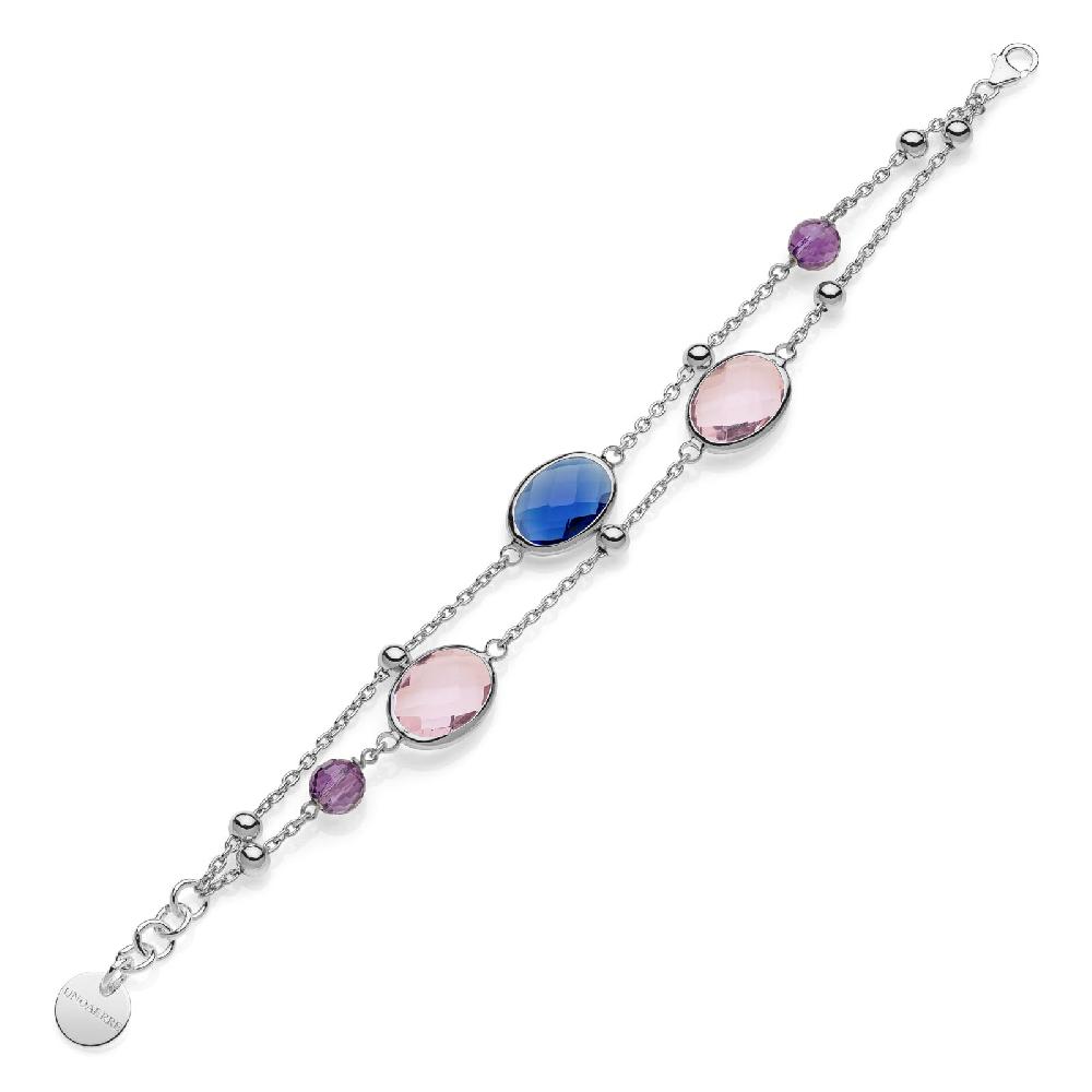 Unoaerre Bracciale donna con pietre rosa e blu | UNOAERRE Gioielli Consegna Veloce