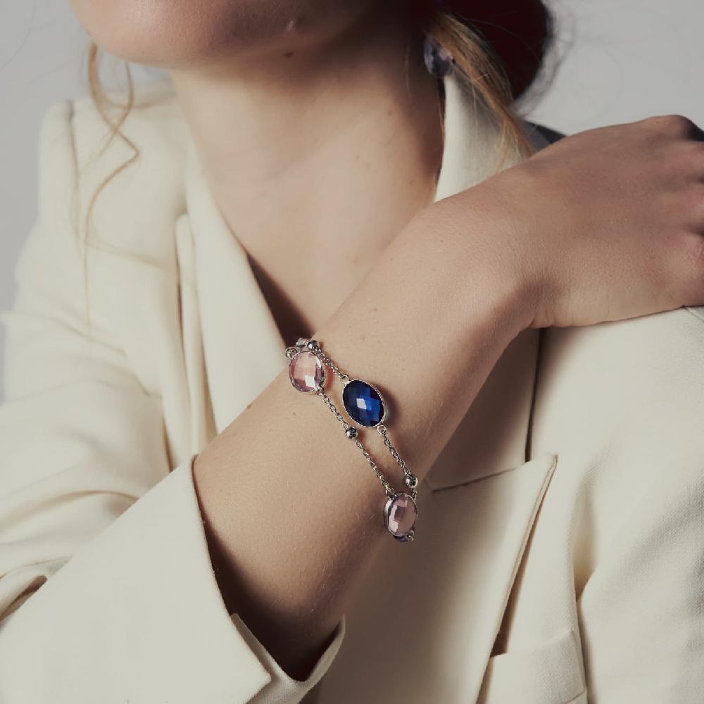 Unoaerre Bracciale donna con pietre rosa e blu | UNOAERRE Gioielli Consegna Veloce