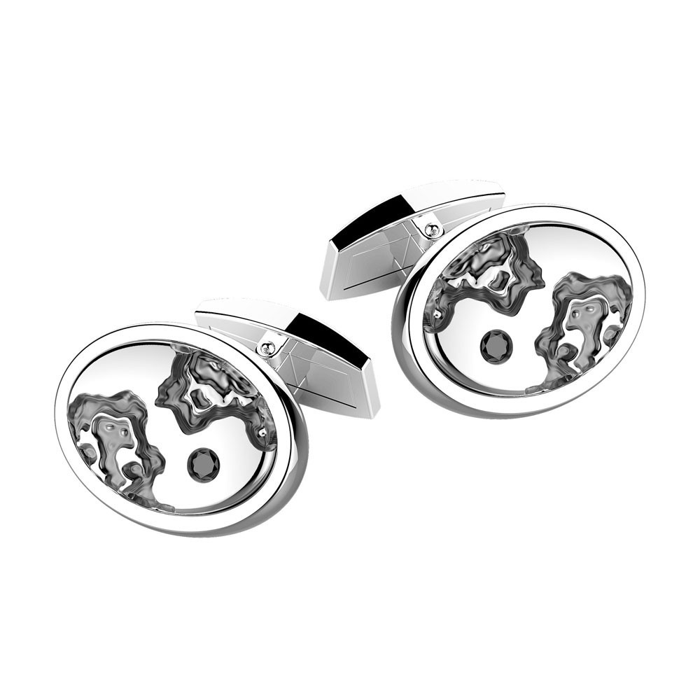 Zancan Gemelli Zancan in argento con pietra nera Spedizione Gratuita