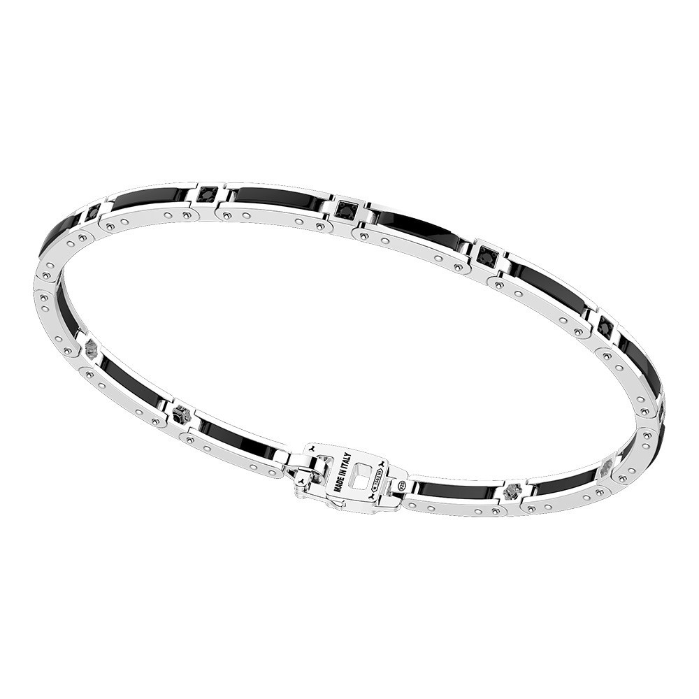 Zancan Bracciale Zancan in argento e ceramica con pietre In Linea