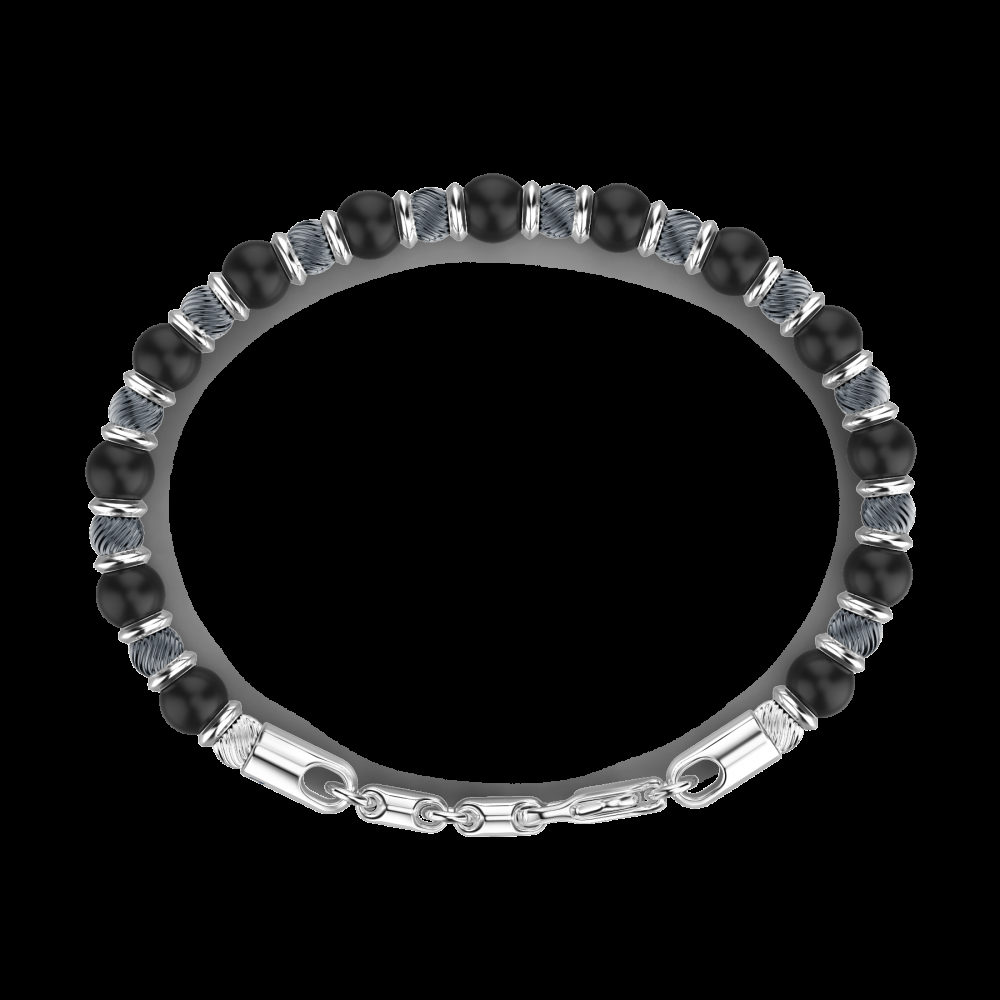 Zancan Bracciale Zancan morbido con sfere in argento e in pietra onice Offerte