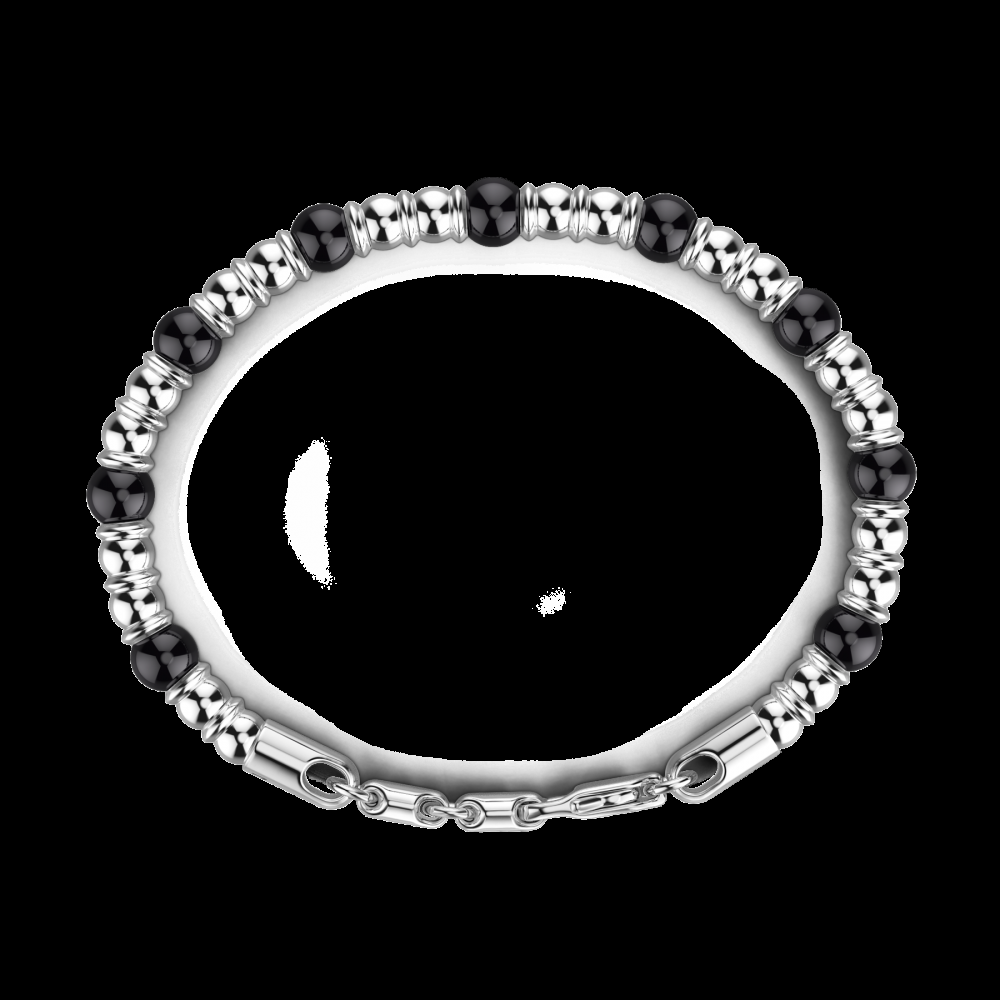 Zancan Bracciale Zancan morbido con sfere in argento e in pietre dure naturali Vendita Calda