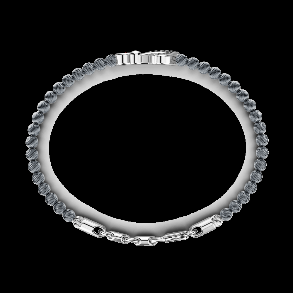 Zancan Bracciale Zancan morbido con sfere in argento ancora e pietre nere Italia