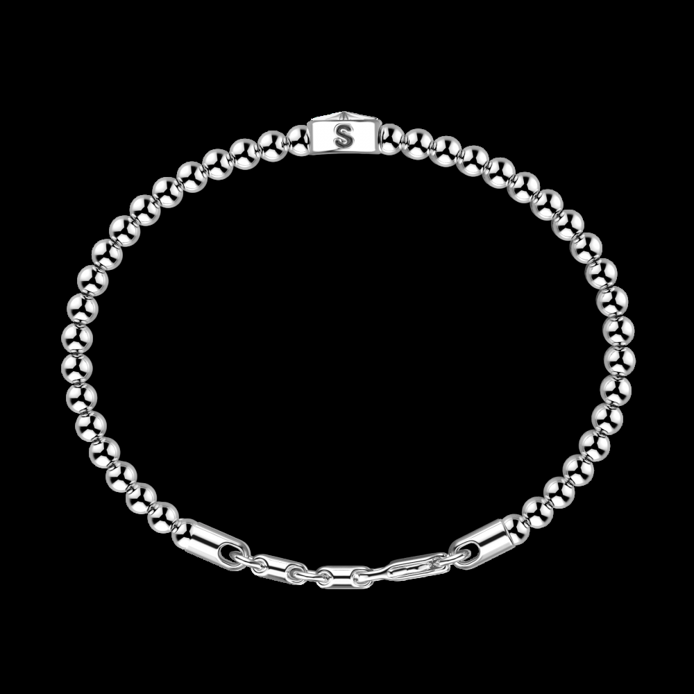 Zancan Bracciale Zancan morbido con sfere in argento e rosa dei venti In Linea