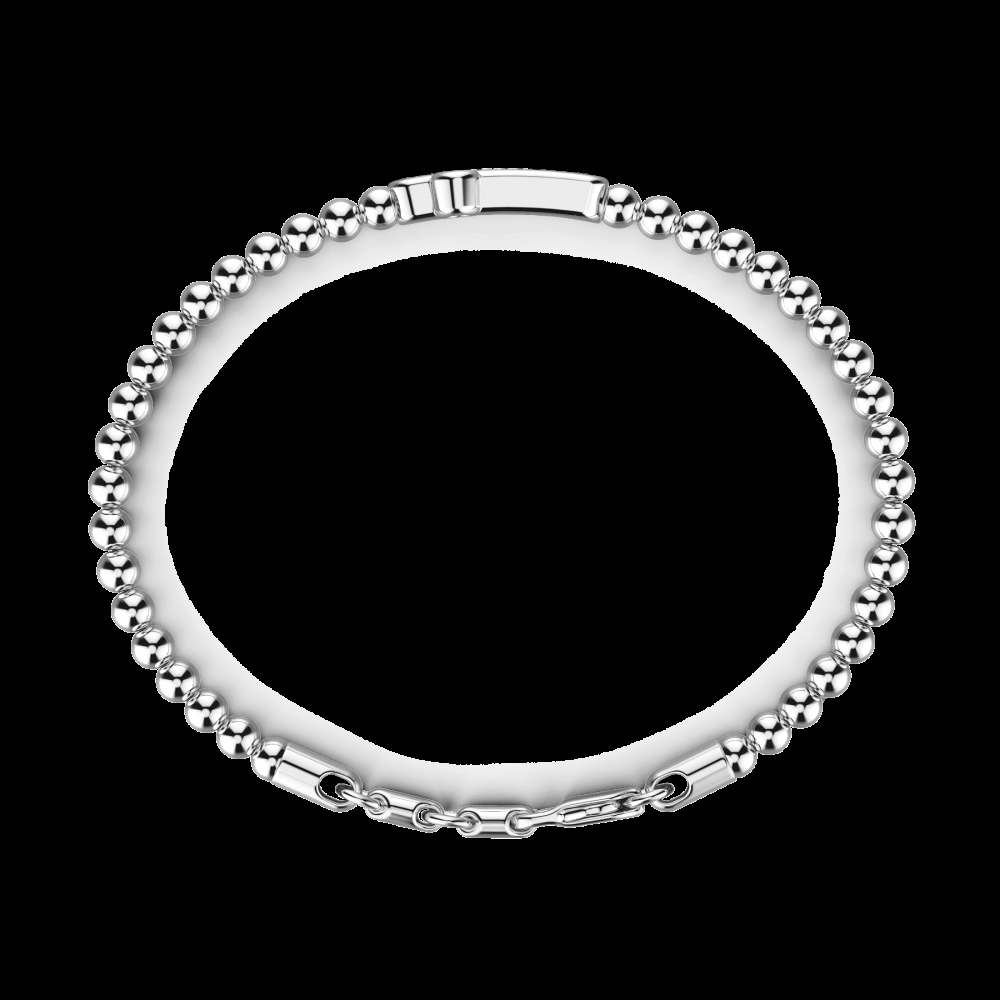 Zancan Bracciale Zancan morbido con sfere in argento e croce con pietre nere Promozione