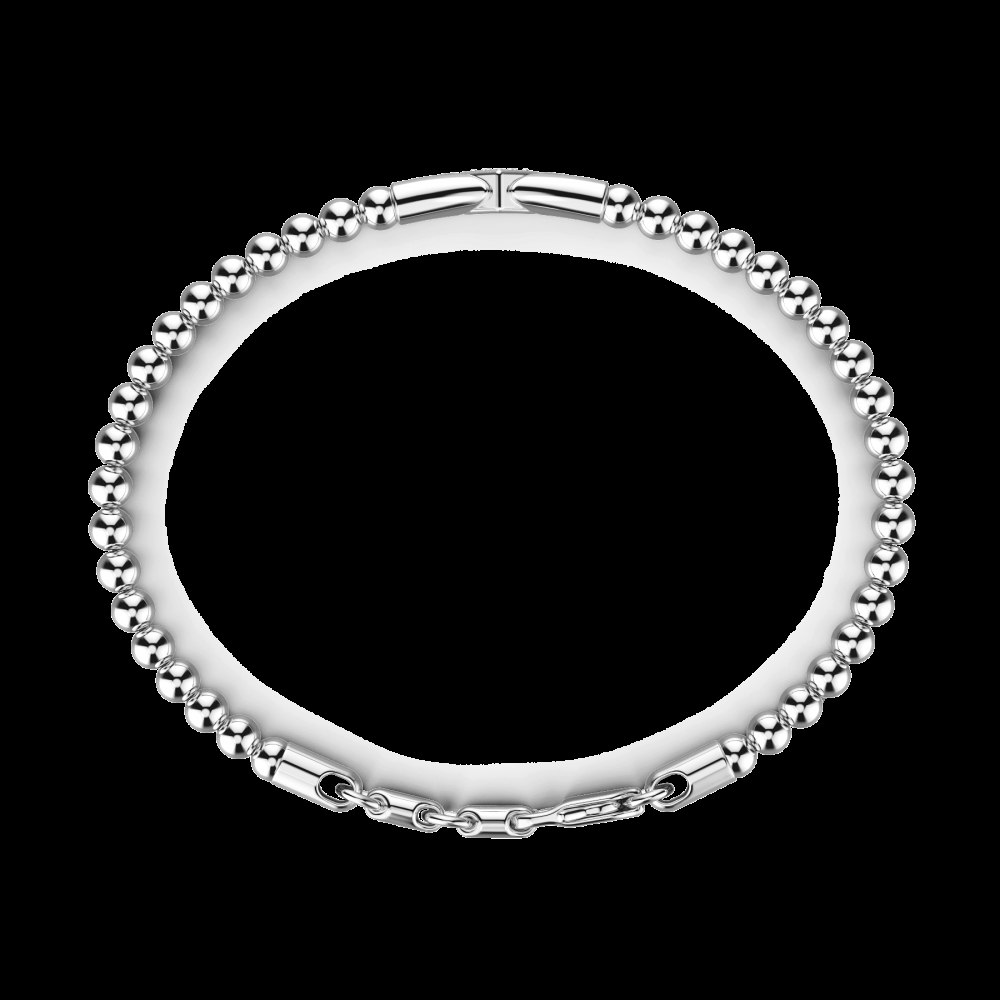 Zancan Bracciale Zancan morbido con sfere in argento e targa con pietre Pezzi Unici
