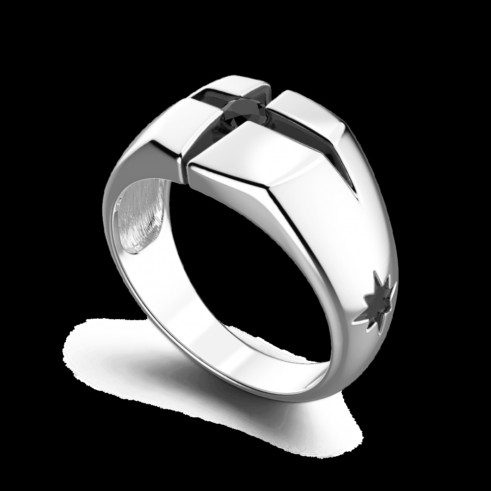 Zancan Anello Zancan in argento con pietra nera Qualità Garantita