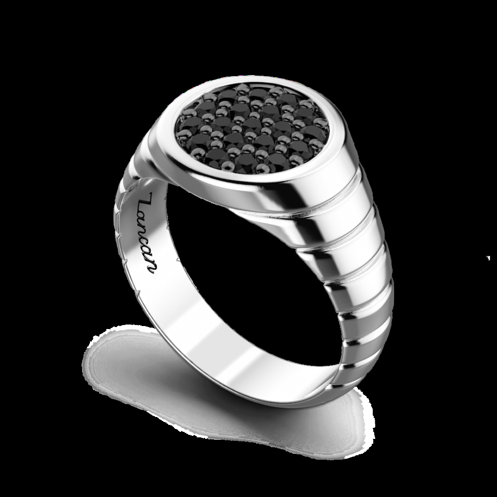 Zancan Anello Zancan in argento con pietre nere Consegna Veloce