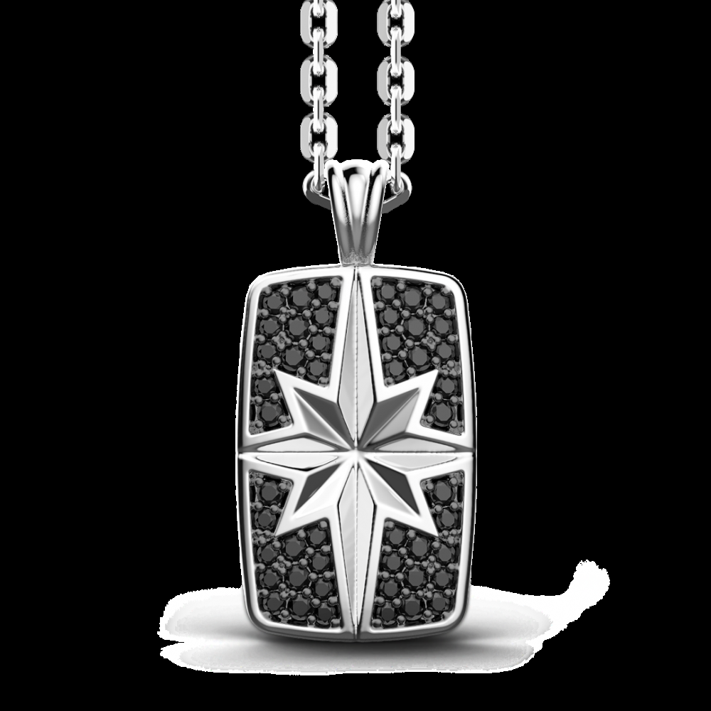 Zancan Collana Zancan in argento a targa con pietre nere