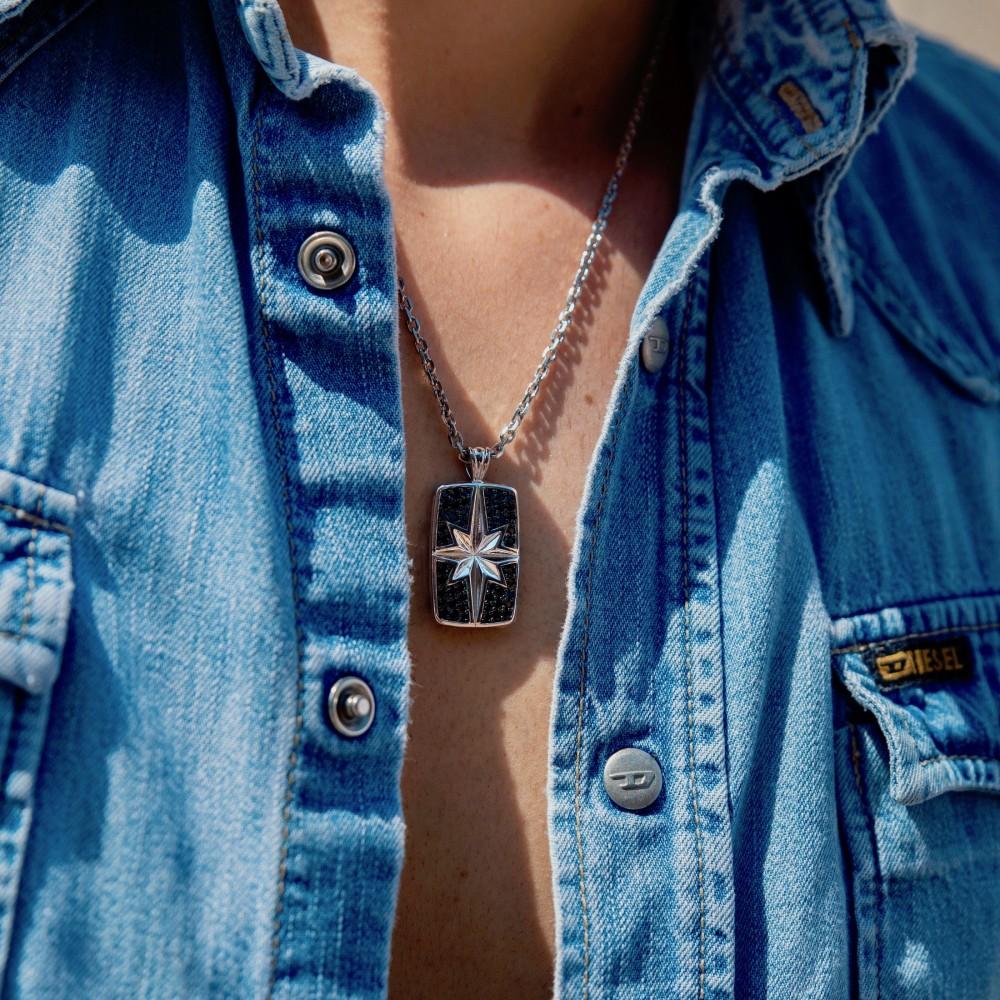 Zancan Collana Zancan in argento a targa con pietre nere Fino Al -60%