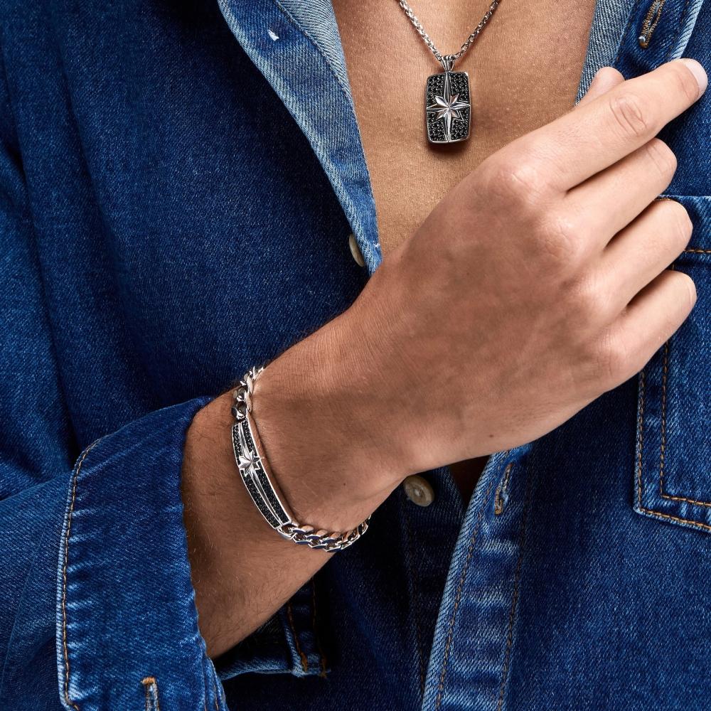 Zancan Bracciale grumetta Zancan in argento con pietre nere Novità