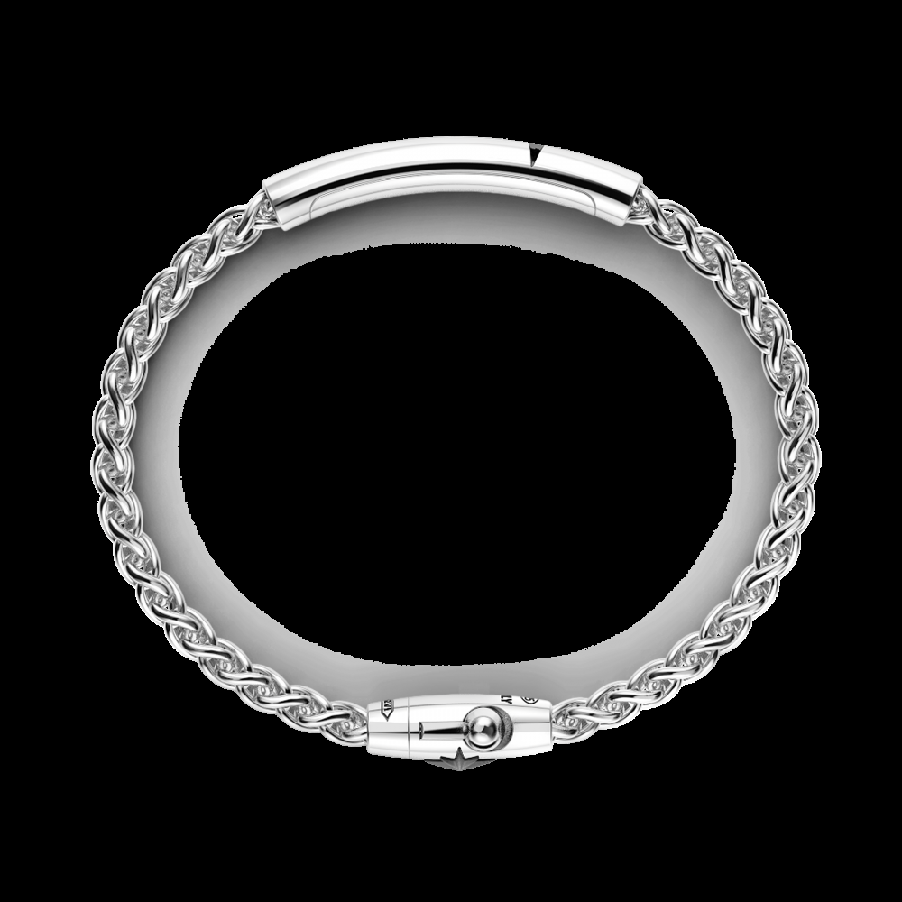 Zancan Bracciale Zancan in argento con targa e pietra nera Presa