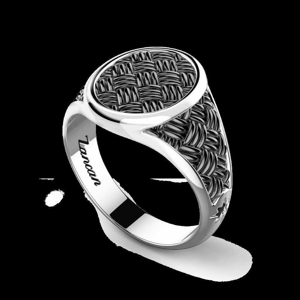 Zancan Anello chevalier Zancan in argento brunito Online