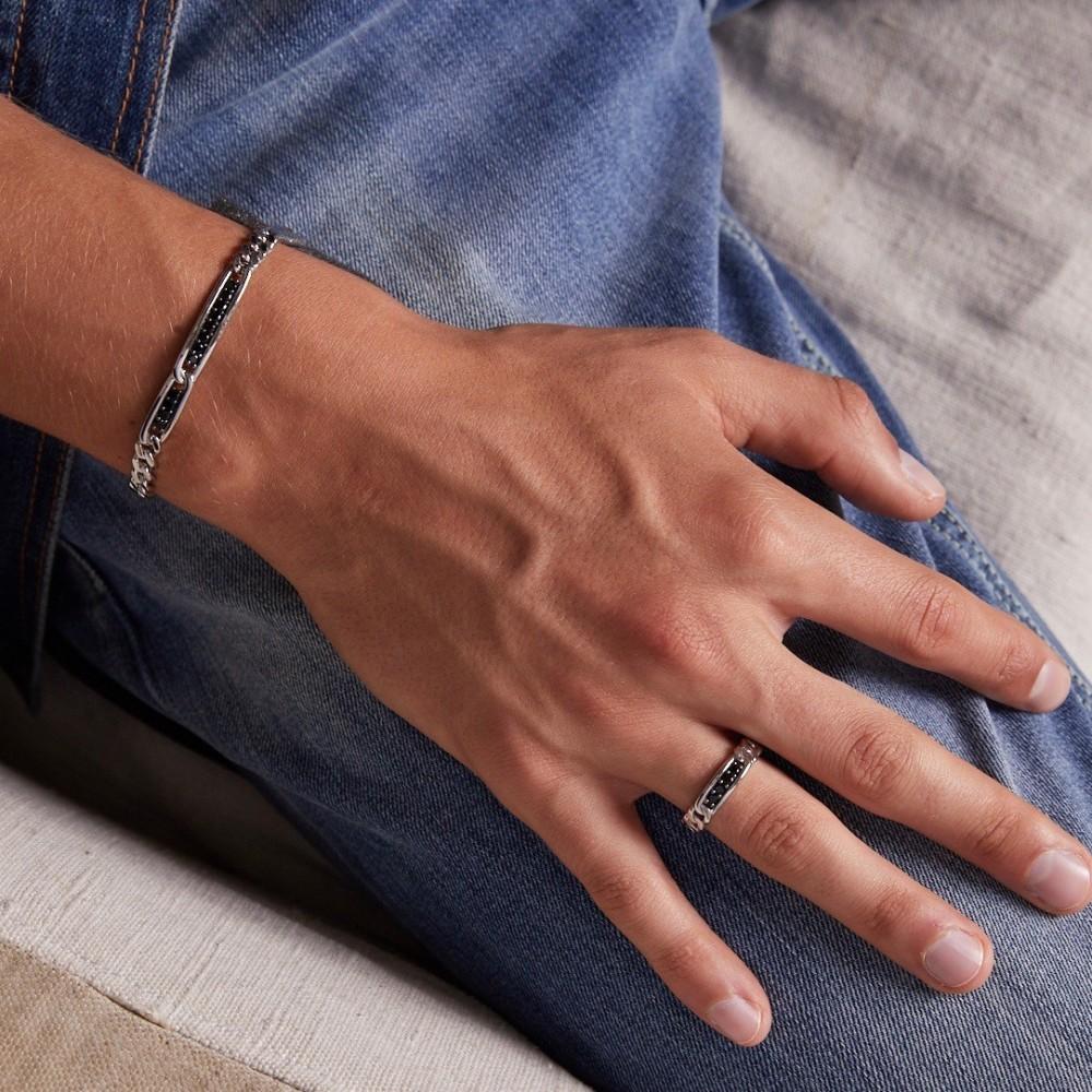 Zancan Bracciale grumetta Zancan in argento con pietre nere Outlet