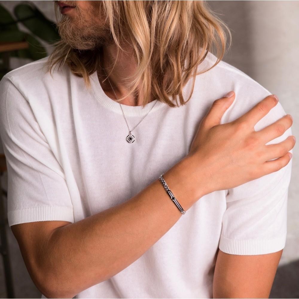 Zancan Bracciale grumetta Zancan in argento con targa e pietra nera Saldi