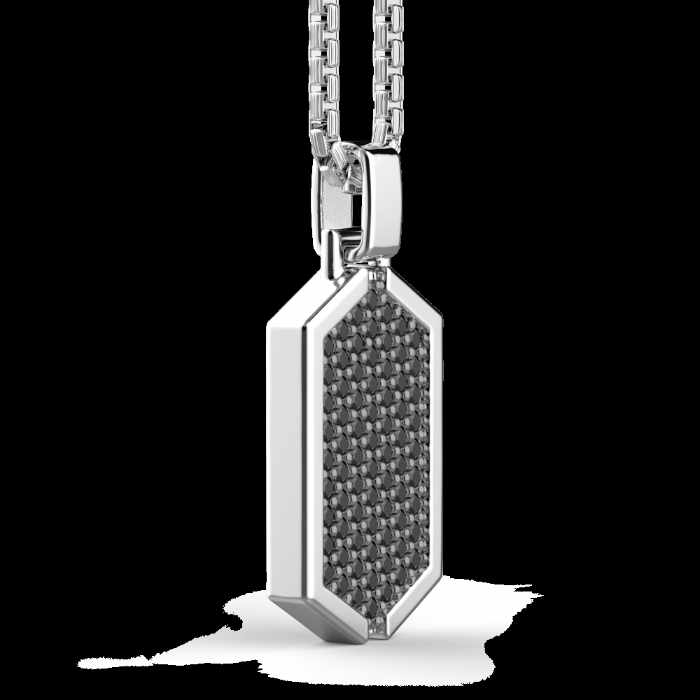 Zancan Collana Zancan in argento con pendente a targa tempestato di pietre nere Saldi Di Fabbrica