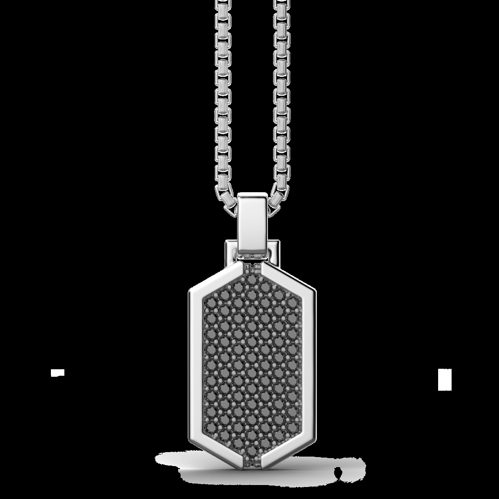Zancan Collana Zancan in argento con pendente a targa tempestato di pietre nere Saldi Di Fabbrica