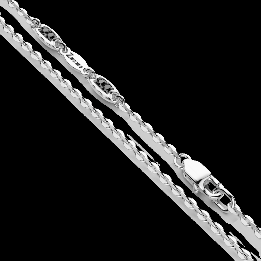Zancan Collana Zancan in argento con pendente a targa e pietre nere 2025