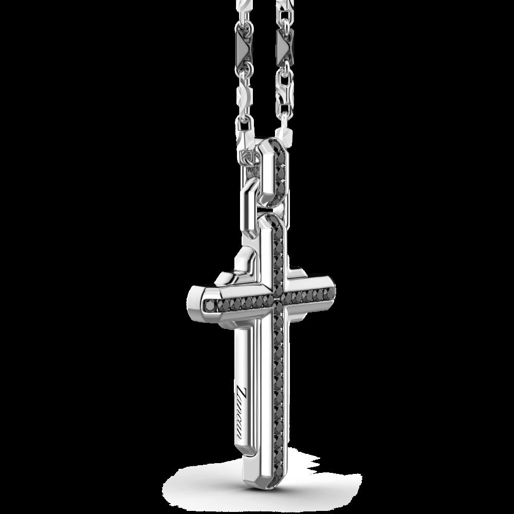 Zancan Collana Zancan in argento con pendente a croce e pietre nere Spedizione Gratuita