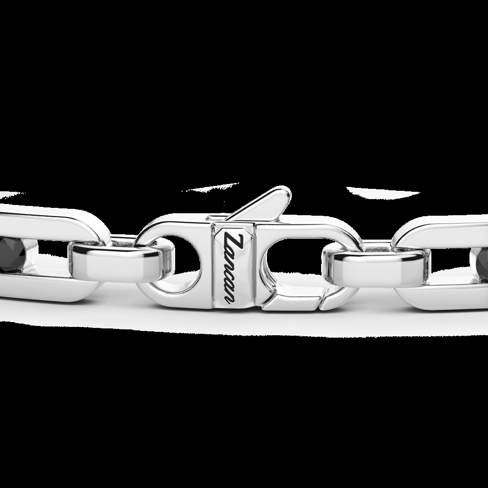 Zancan Bracciale Zancan in argento con targa e pietre nere Comprane uno, ottenene uno gratis