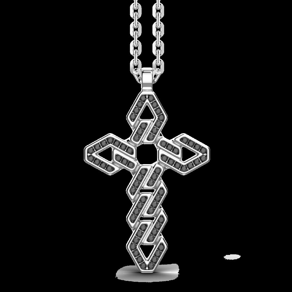 Zancan Collana Zancan in argento con pendente a croce e pietre nere Shopping Online