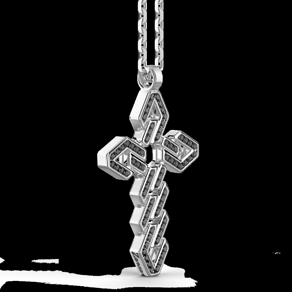 Zancan Collana Zancan in argento con pendente a croce e pietre nere Shopping Online