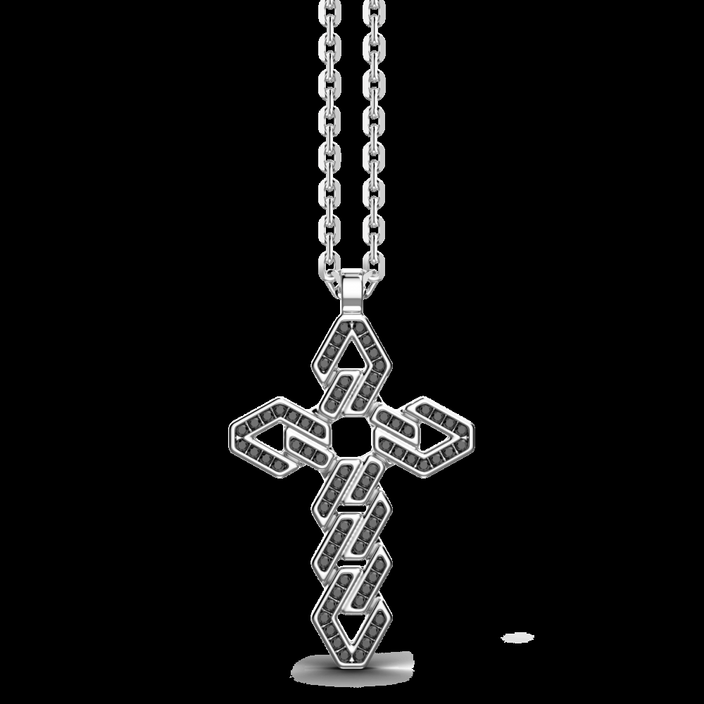 Zancan Collana Zancan in argento con pendente a croce e pietre nere Shopping Online
