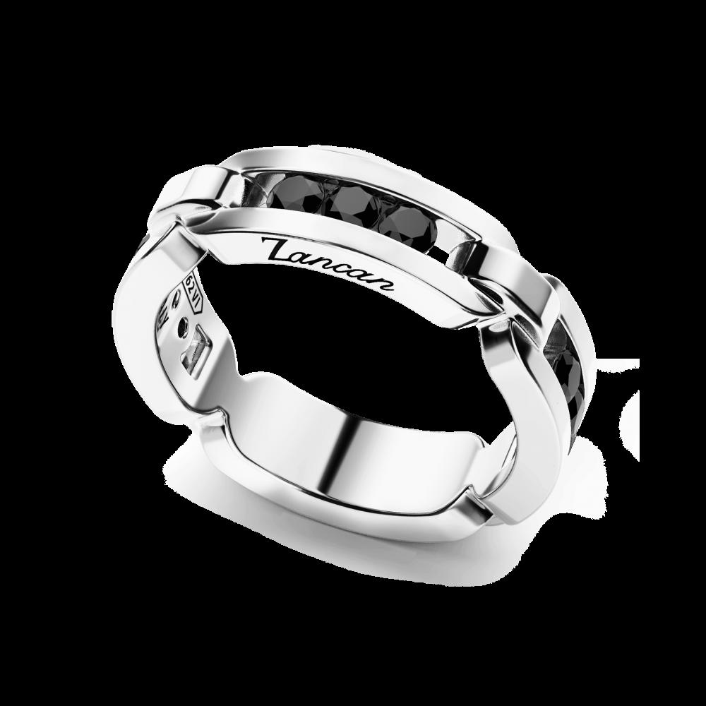 Zancan Anello Zancan in argento a fede con pietre nere Prezzo Ridotto