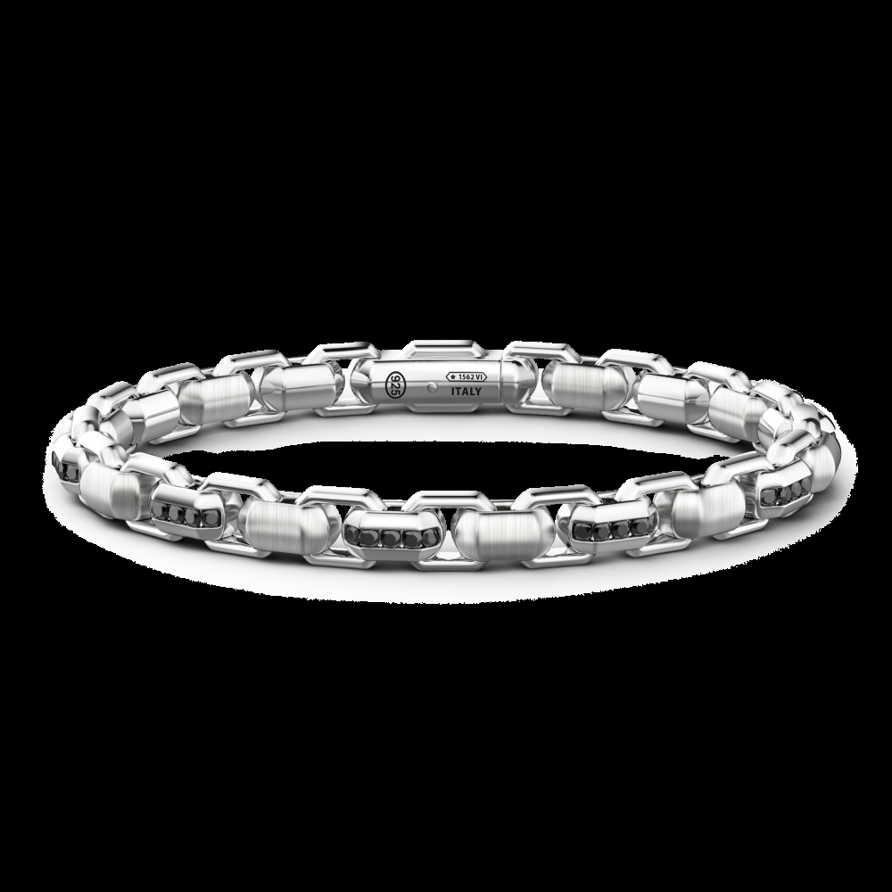 Zancan Bracciale solo maglia Zancan in argento con pietre nere Sottocosto