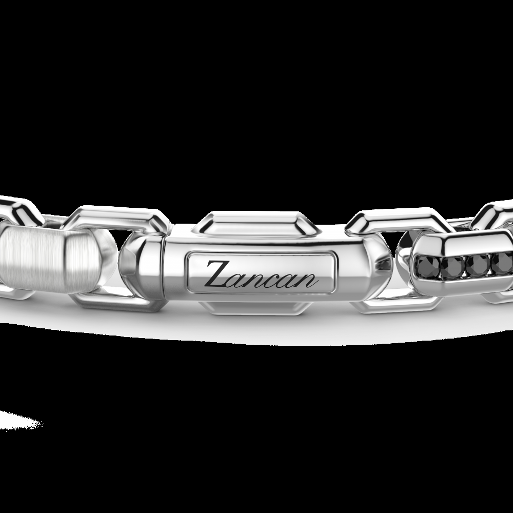 Zancan Bracciale solo maglia Zancan in argento con pietre nere Sottocosto