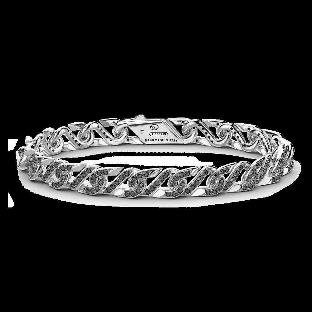 Zancan Bracciale solo maglia Zancan in argento con pietre nere Convenienza