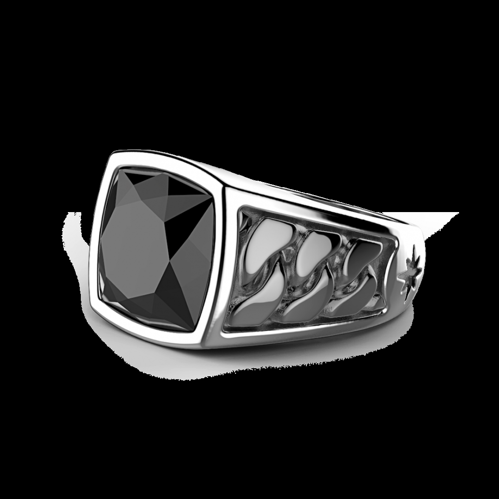 Zancan Anello Zancan in argento con pietra nera Presa