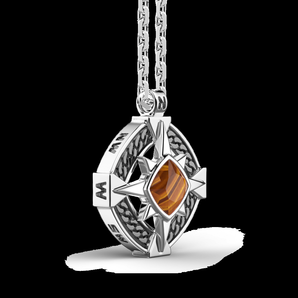 Zancan Collana Zancan in argento con pendente a rosa dei venti e pietra occhio di tigre Saldi