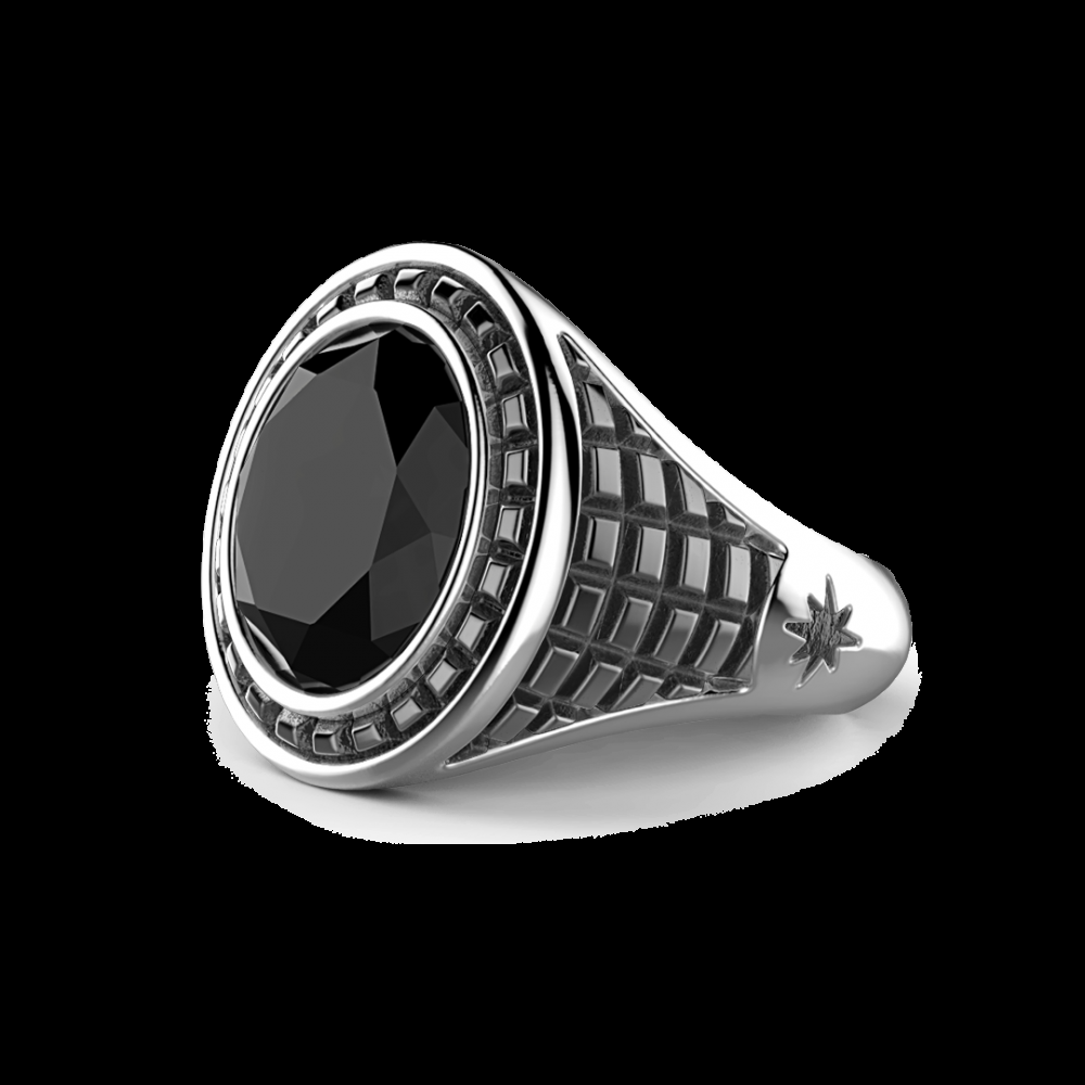 Zancan Anello Zancan in argento con pietra nera Hotsell