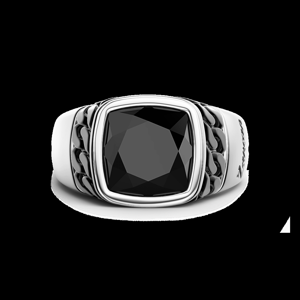 Zancan Anello in argento bianco e nero con onice naturale Vendita Economica