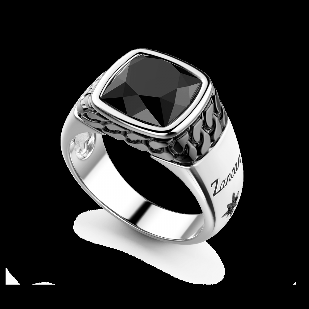 Zancan Anello in argento bianco e nero con onice naturale Vendita Economica